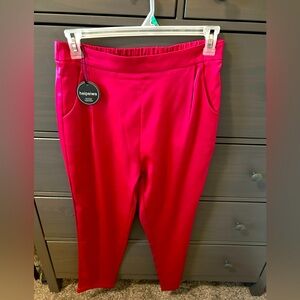 Hot pink satin pull on pants